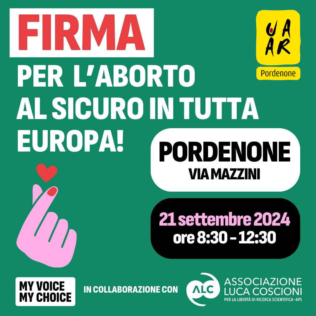 Raccolta firme campagna My Voice My Choice a Pordenone